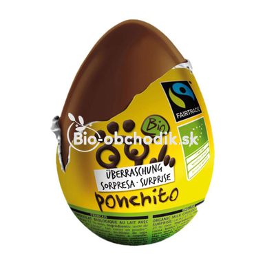 Bio čokoládové vajíčko s prekvapením 20g Ponchito