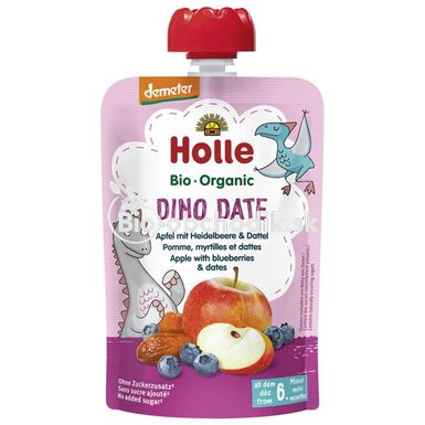 Detská výživa "DINOsaurus DATE" Jablko / Čučoriedky / Ďatle 100g Holle